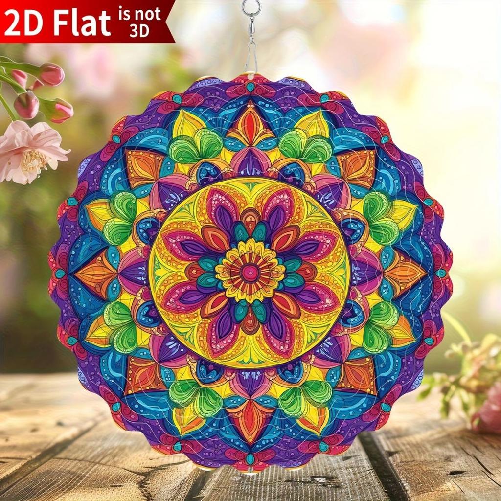 25.4cm Classic Stainless Steel Mandala Wind Spinner – Elegant Handcrafted Garden Decor for Indoor/Outdoor Use, Holiday Ornament for Halloween