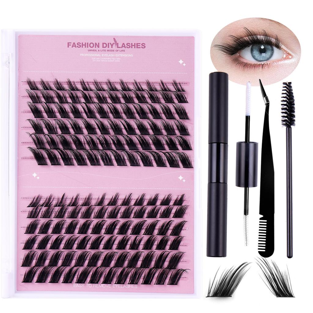 Naturalny, gruby, segmentowany zestaw sztucznych rzęs o dużej pojemności, podkręcony, skośny, latający, pojedynczy kępka rzęs