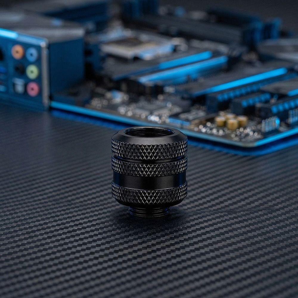 2PCS Quick Tightening G1/4 Compression Fitting OD 14MM Silver/Black Extender Connector Hard Tube Fitting Computer Water Cooling