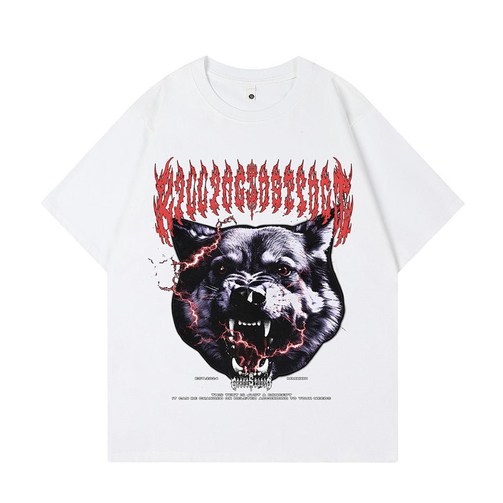 Heavy Weight Cotton Short-Sleeved T-Shirt High-Quality Digital Direct Injection Printing Half-Sleeved Washed Vintage T-Shirt