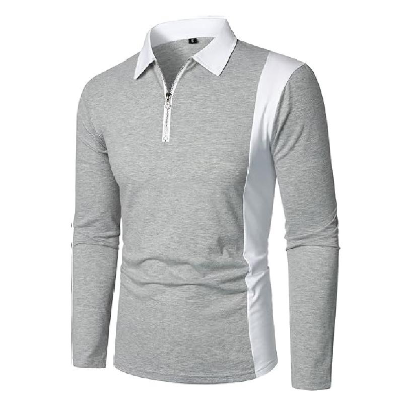Color Blocked Pattern Digital Design Fashionable Men's Long Sleeved Polo Shirt Spring and Autumn Casual Daily Outdoor 100% Polyester Fiber