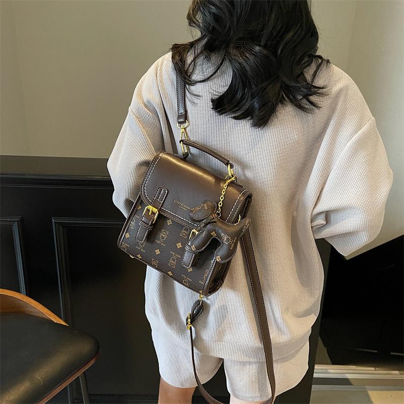 Advanced Texture Small Backpack for Women, New Korean Printed Casual Versatile Student Travel Backpack Trend