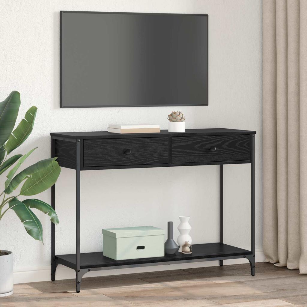 Console Table Black Oak Effect 100 X 34.5 X 75 Cm