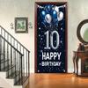 10th Birthday Door Cover Decoration 71 x 35 Inch Blue and Silver Balloon Banner for Tenth Birthday Party Supplies Happy 10 Years Old Photo Booth