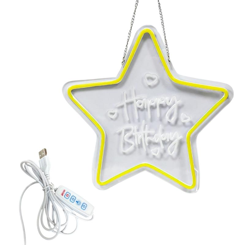 

Практичный акриловый светодиодный неоновый знак для празднования дня рождения, для помещений и улицы, многоцелевое украшение 1 жёлтый