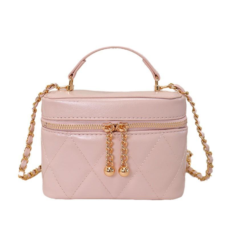 Stylish Mini Square Chain Bag Women - PU Leather Crossbody Shoulder With Quilted Design Zip