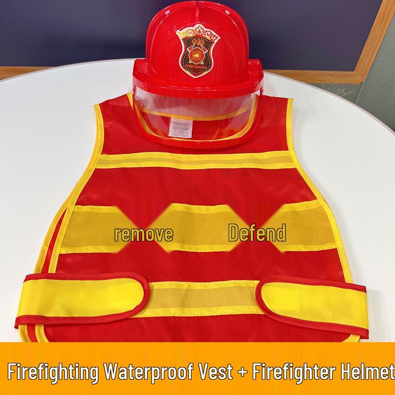 Kids' Firefighter Backpack Water Gun Toy Set with Sprinkler & Fire Extinguisher
