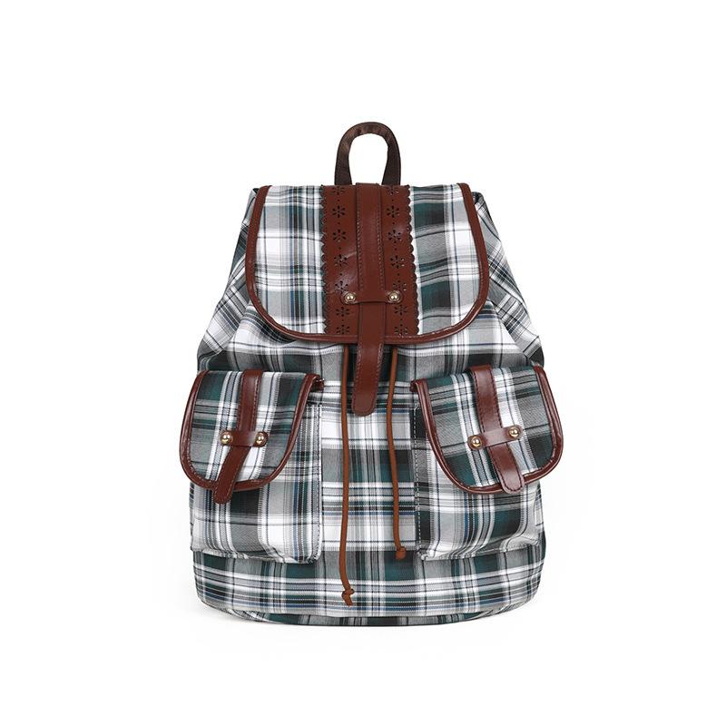 

Женский дорожный рюкзак с несколькими карманами, клетчатый рюкзак большой вместимости зелёный