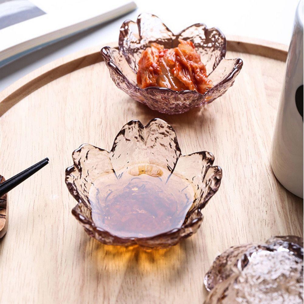 Creative Gold Inlay Glass Sakura Disc Japanese Small Sauce Bowl Nordic Style Flower Candle Holder Wedding Table