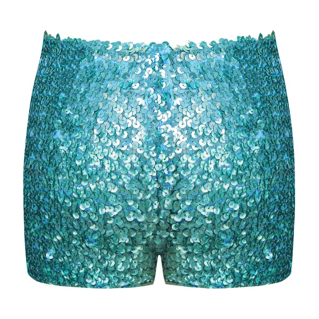Kids Boys Girls Dance Shorts Shiny Sequins Solid Color Good Elastic Waist Stage Performance Athletic Wear