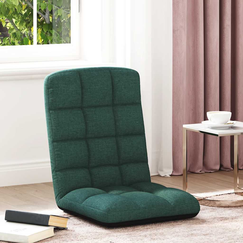 Foldable Floor Chair Dark Green 71x51x62 Cm Fabric