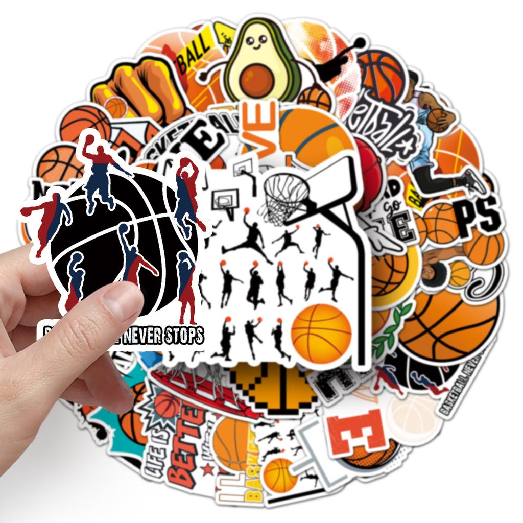 50Pcs Cartoon Basketball Sports Stickers Graffiti Ipad Car Guitar Diy Personalized Wall Sticker Toys Decoration