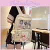 Color Simple Solid Large Capacity Student Backpack With Pendant Badge And
