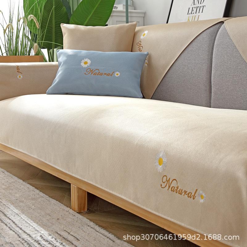 

Подушка для дивана, летний нескользящий ледяной шелк, летний летний коврик, простой современный чехол для дивана Little Daisy, тканевый чехол для гостиной 50*70cm