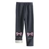 Girls' Winter Warm Velvet Embroidered Cat Base Layer Pants