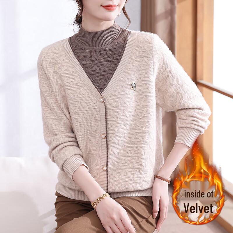 

XUEXI Women s Winter Warm Faux Two-Piece Knit Sweater 2XL