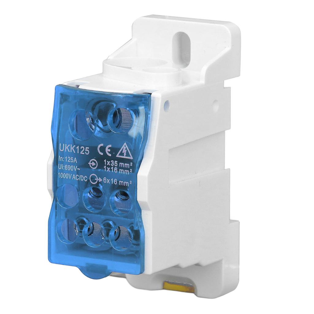 Terminal Block Junction Box DIN Rail Main Line Universal Power Distribution 690V 125A/400A Blue