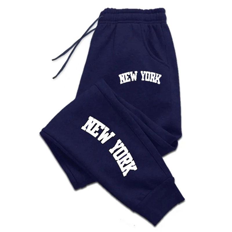 

Спортивные штаны с принтом Нью-Йорка для мужчин Повседневные длинные штаны Спортивные штаны 2025 Уличный стиль Бег трусцой Мода Четыре сезона Повседневная универсальная мужская одежда 4XL темно-синий