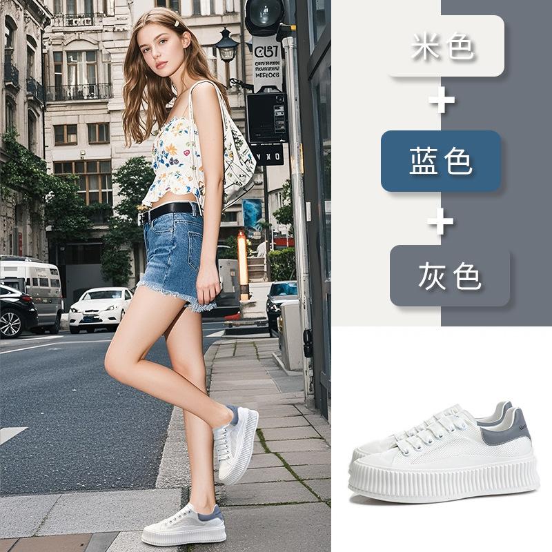 First layer cowhide biscuit shoes women's 2025 summer new leather little white shoes women's platform versatile shoes casual women's shoes