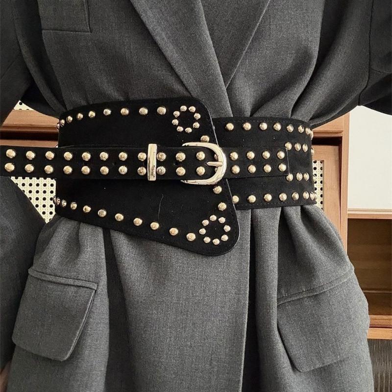 Stylish Rivet Waist Belt Adjustable PU Leather Corset For Women And Men Contemporary Waist Cincher Fashion Accessory