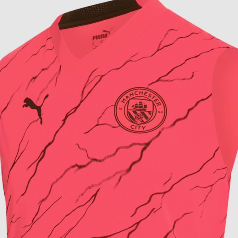 Puma X Man City Collaboration Striped Design Lightweight Breathable Moisture-Wicking Comfortable Sleeveless Football Shirt Men tops Pink 772876-17