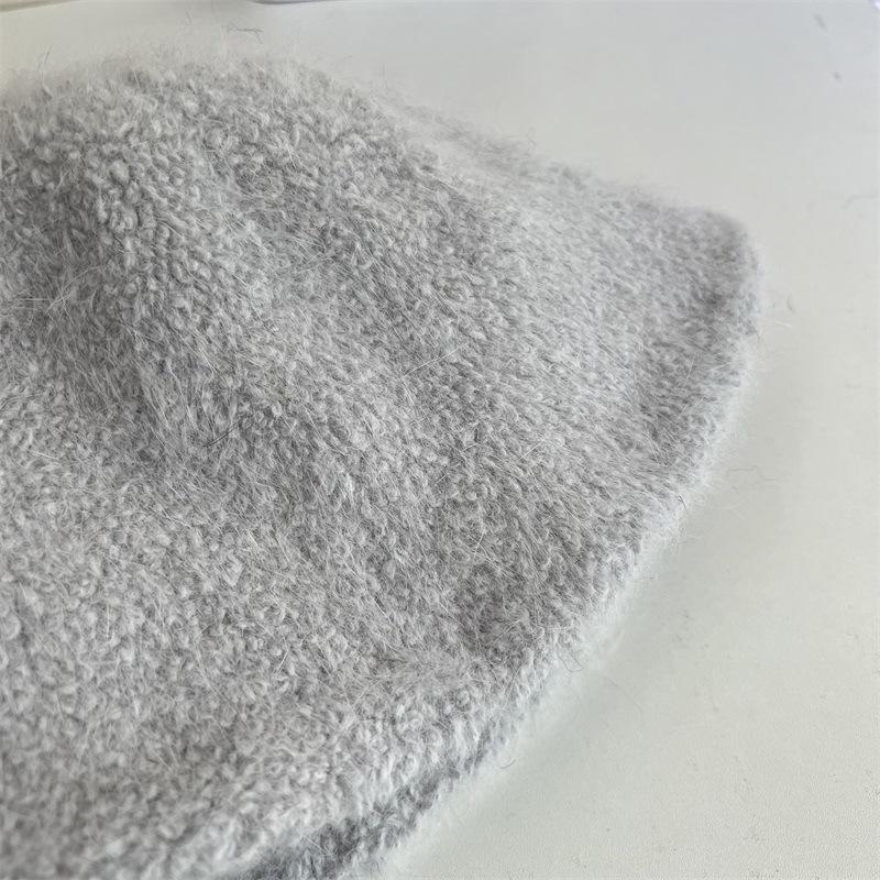 Autumn and winter new rabbit fur knitted bucket hat women's fashion literary warmth straight fisherman hat