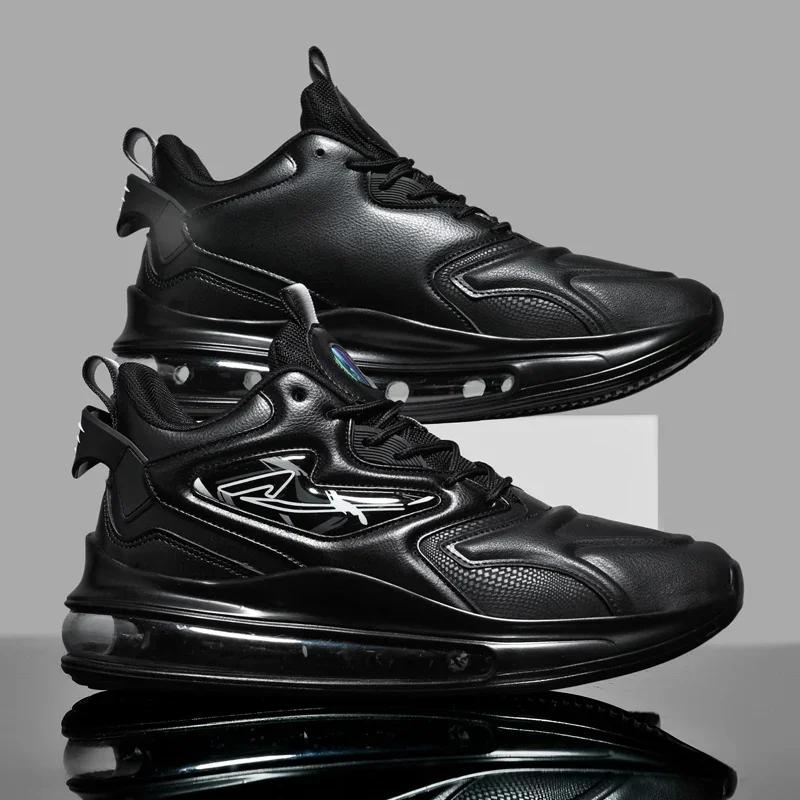 

Мужские демисезонные кроссовки среднего профиля больших размеров в стиле колор-блок для бега на открытом воздухе и модных видов спорта на открытом воздухе, баскетбольные кроссовки для бега 39 чёрный