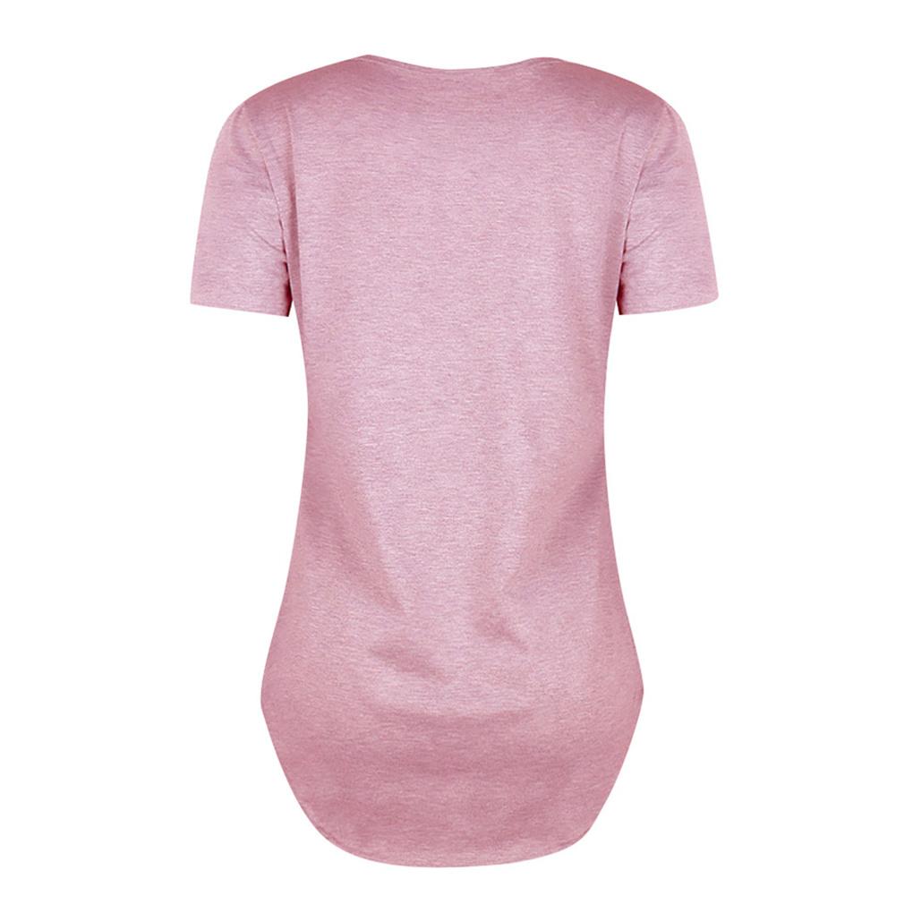 Women Lace Up V Neck Short Sleeve Tunic Top