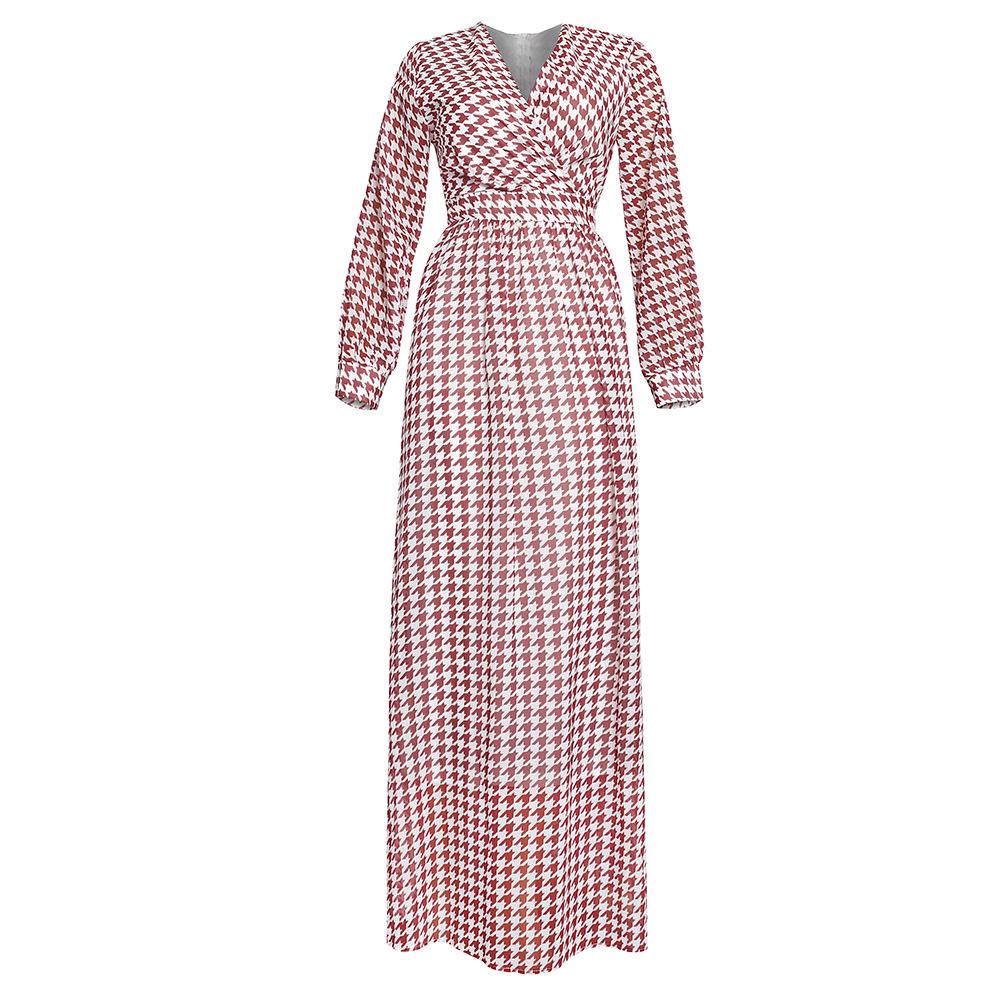 

2022 Европейское и американское шифоновое длинное платье - Африканский стиль феи для светской львицы большого размера Large красный