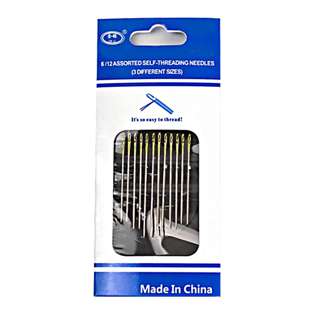 12Pcs Stainless Steel Self Threading Needles Hand Sewing Needles Home Household Tools New 2022