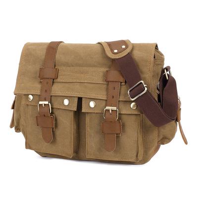 Męska torba płócienna ze skórą biznesowa na ramię crossbody casualowa aktówka podróżna torba listonosza