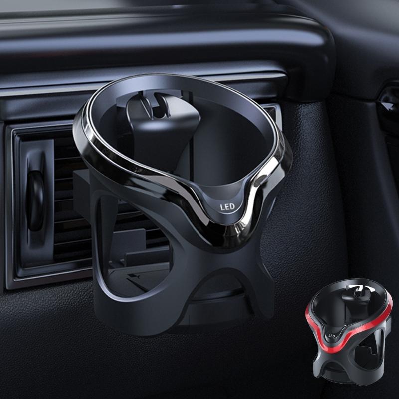 Car Air Vent Beverage Holder with LED Light Air Outlet Mount Cup Holder Sensing Stand Bottle Bracket Shockproof