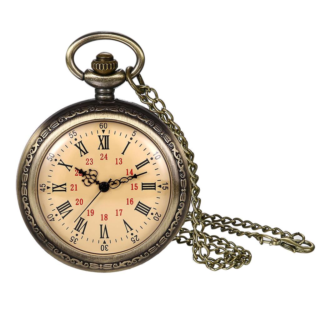 Antique Roman Pocket Watch with Analog Display and Waterproof Pocket Watch Pendant Necklace with Chain Perfect Gift for and Day Design - Birthdays,