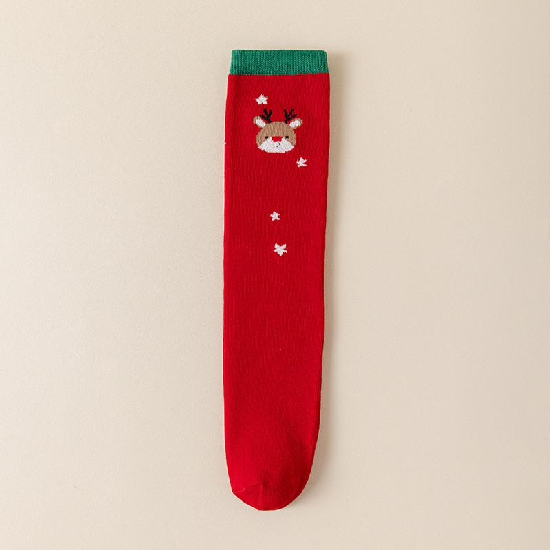 

Детские длинные носки красные рождественские Санта Клаус олень детские для девочек принцесса новогодние осенне-зимние теплые носки для защиты ног 40cm олений