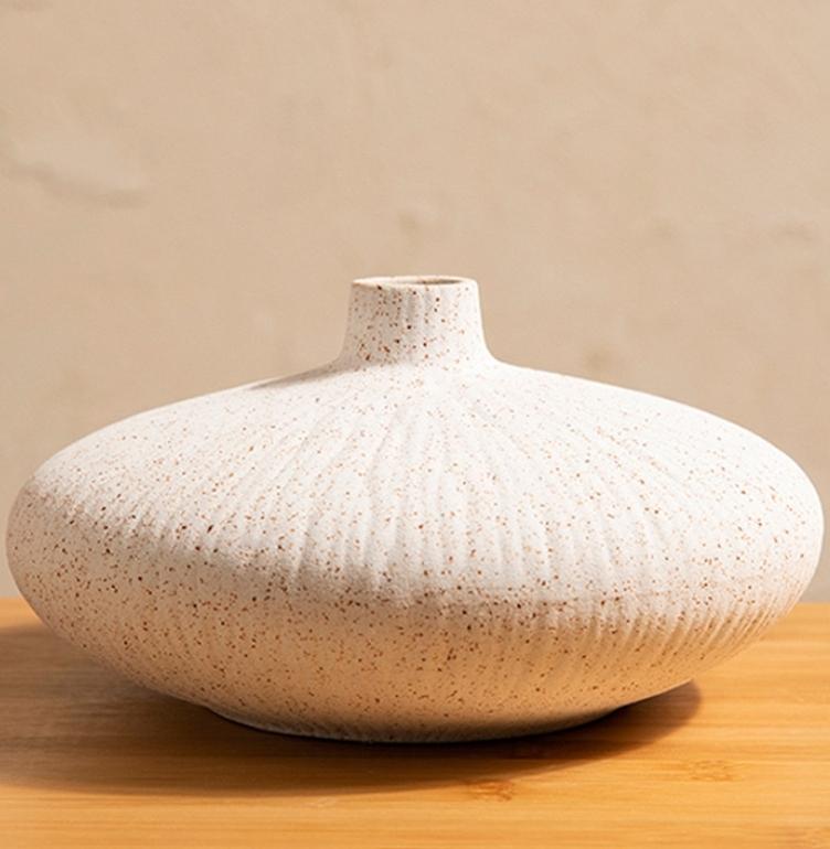 RYLAVA Modern Disc Shape Bohemian Zen Style Ceramic Vase Desktop Decorative Vase Antique Home Decor