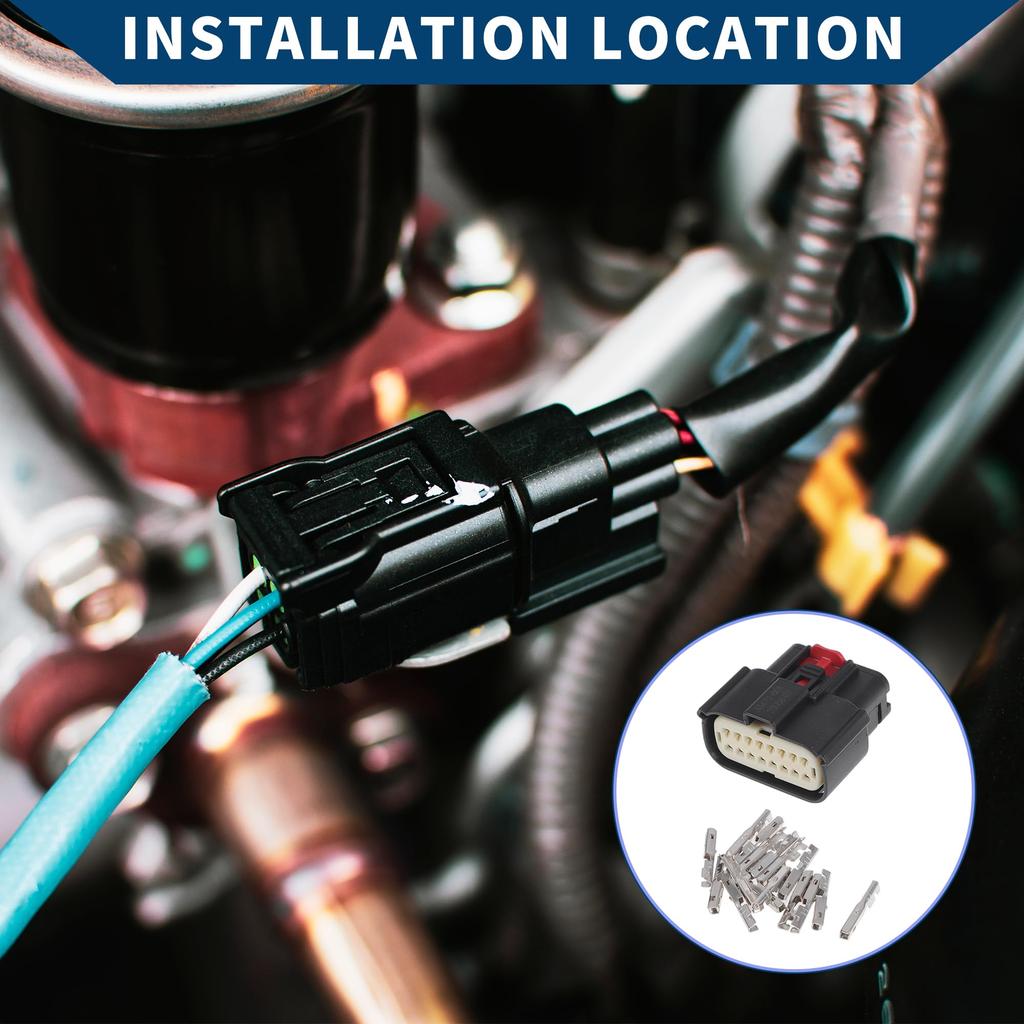 Hihaha 16 Pin Electrical Terminal Connector Plug for Ford Mondeo Inner Female Waterproof 1.5mm Series 1 Set Black