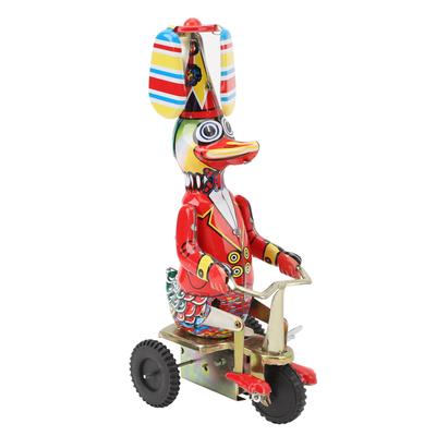 Duck On Bike Tin Toy Handmade Delicate Clockwork Retro Wind Up Toy Adult Collections Gift