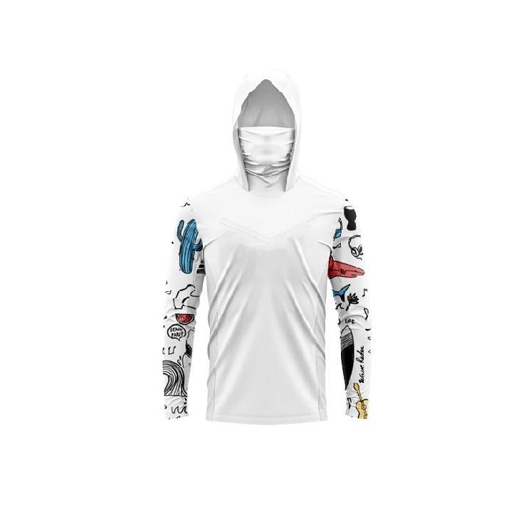 Fishing Hoodie Shirts with Mask UV Protection Fishing Clothing Men's Long Sleeve Hiking Sportswear T-shirts