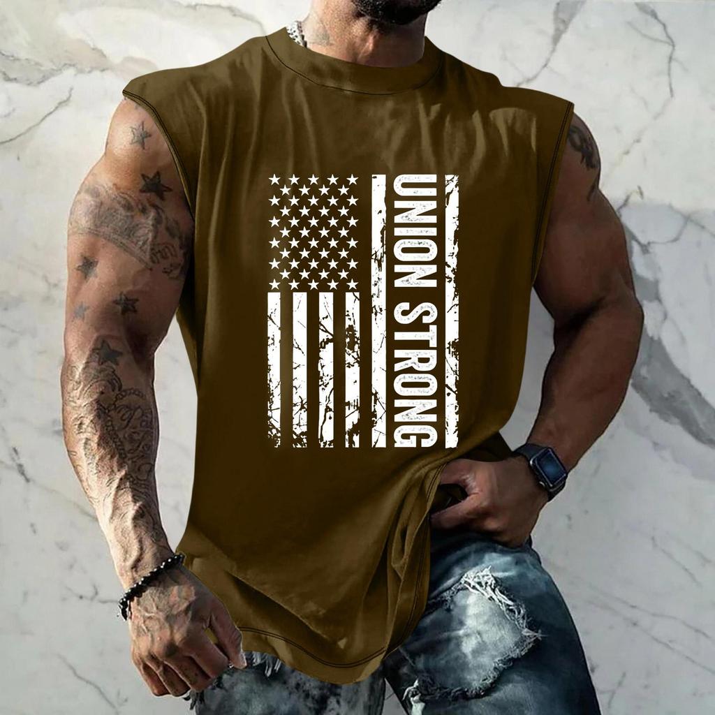 Men Sleeveless Tank Top Loose Fit Casual Workout Muscle Shirt Printed Graphic Design Lightweight Summer Athletic Vest