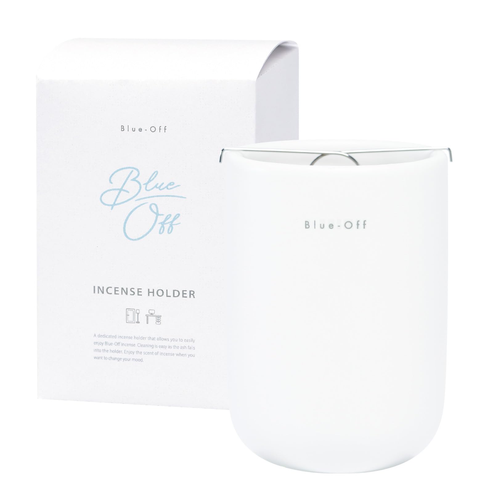 

Blue Off Stylish Ceramic Incense Holder, White, Mini, for Short Incenses, Christmas Gift