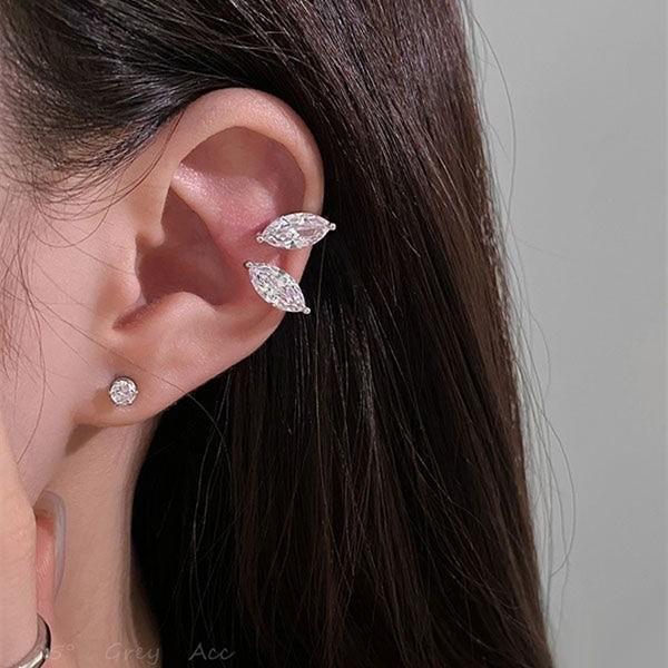 1Pc Simple Water Drop Zircon Earbone Clip Female Stud Earrings Non Piercings Earrings