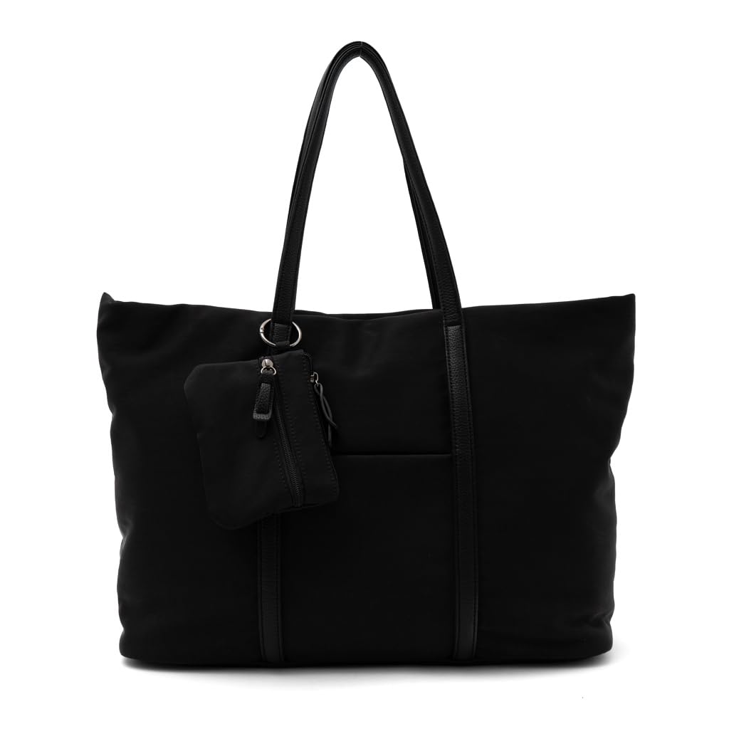 VITAFELICE Nylon Large Tote Bag with Women's Pouch, Sib-20066z (Black)