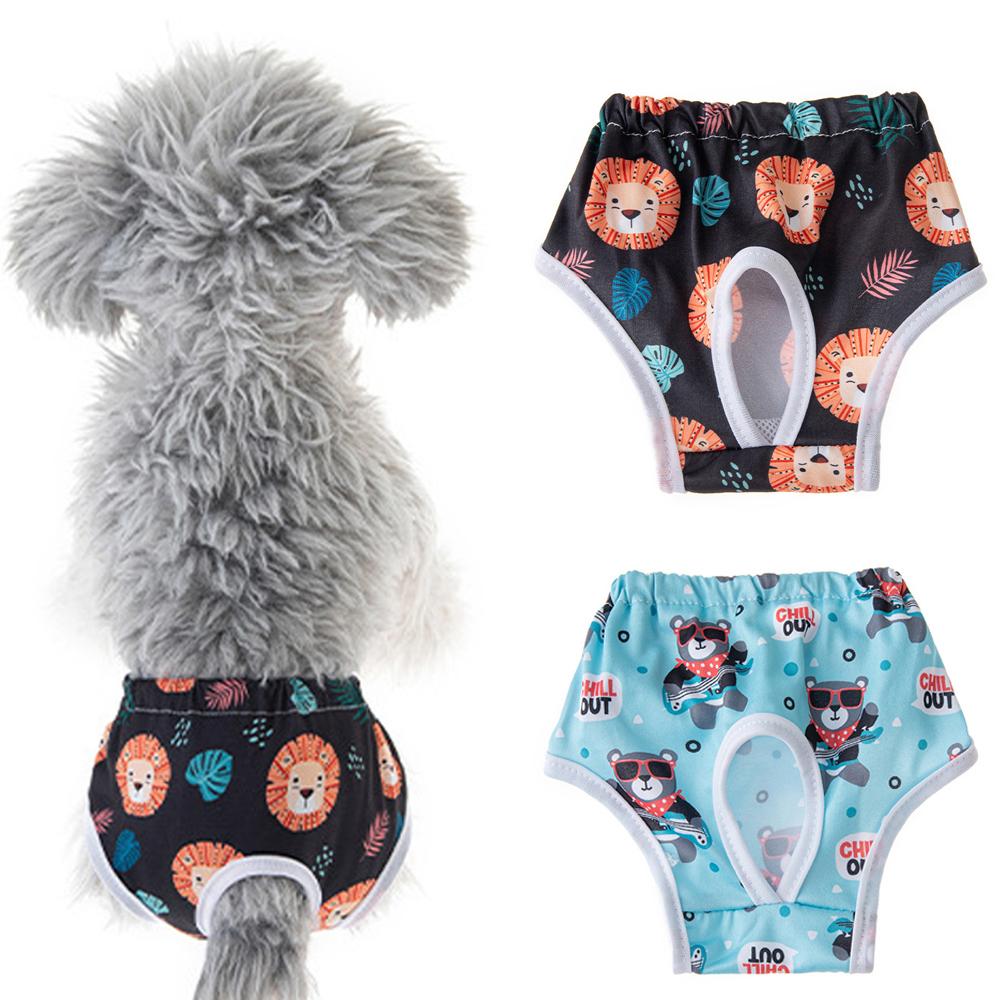 Dog Physiological Pant Puppy Panties Cartoon Print Leakproof Dog Menstrual Pants Breathable Pet Diaper Portable Pet Supplies