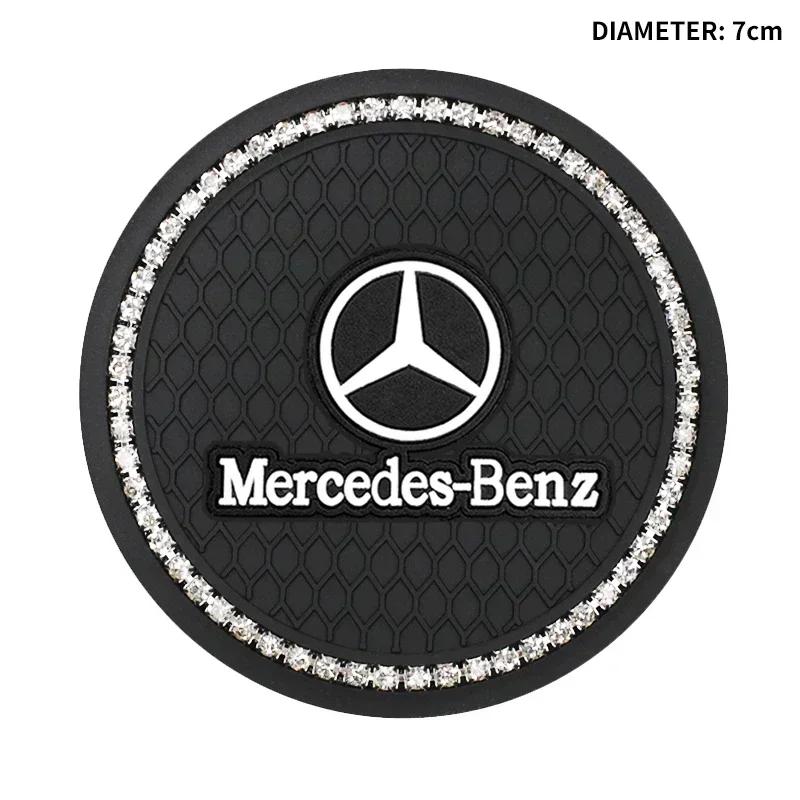 1/2PCS Rhinestone Car Cup Coaster Water Cup Holders Non-Slip Mat Pad for Mercedes Benz AMG A B C E R G Class GLK CLA GLB GLC GLA BW0