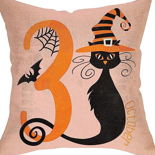 Neue Halloween Dekoration Zuhause Leinen Kissenbezug Lustiger Kürbiskopf Sofa Kissenbezug Kombination