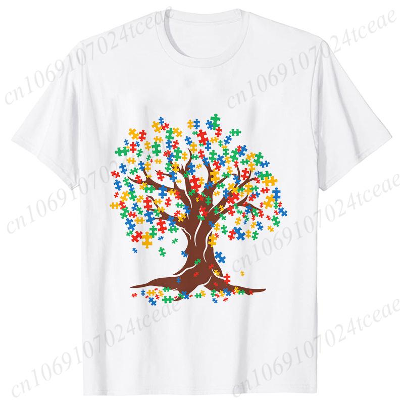 Autism Puzzle Piece Women Unisex T-shirt Tshirt Neurodiversity Graphic Fashion Autism Tree Awareness Tshirt Adults Kids Clothing