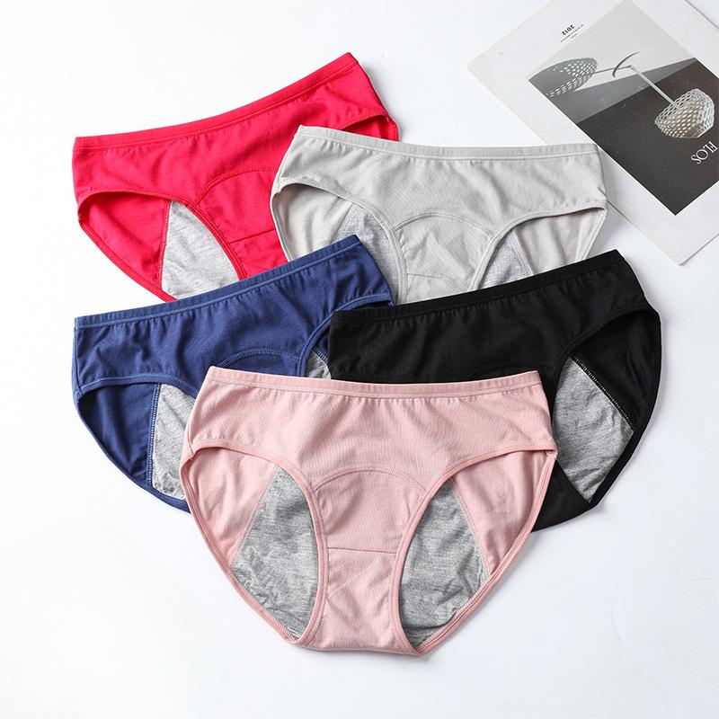 Physiological Underwear Women'S Widened, Enlarged And Leak-Proof Special Underwear For Menstrual Aunts Low Waist Solid Color Menstrual Underwear 9057