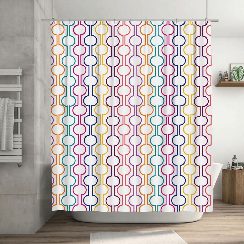 Stylish Colorful Pattern Shower Curtain for Bathroom Decor Waterproof Fabric with Eye Hooks Loop Design