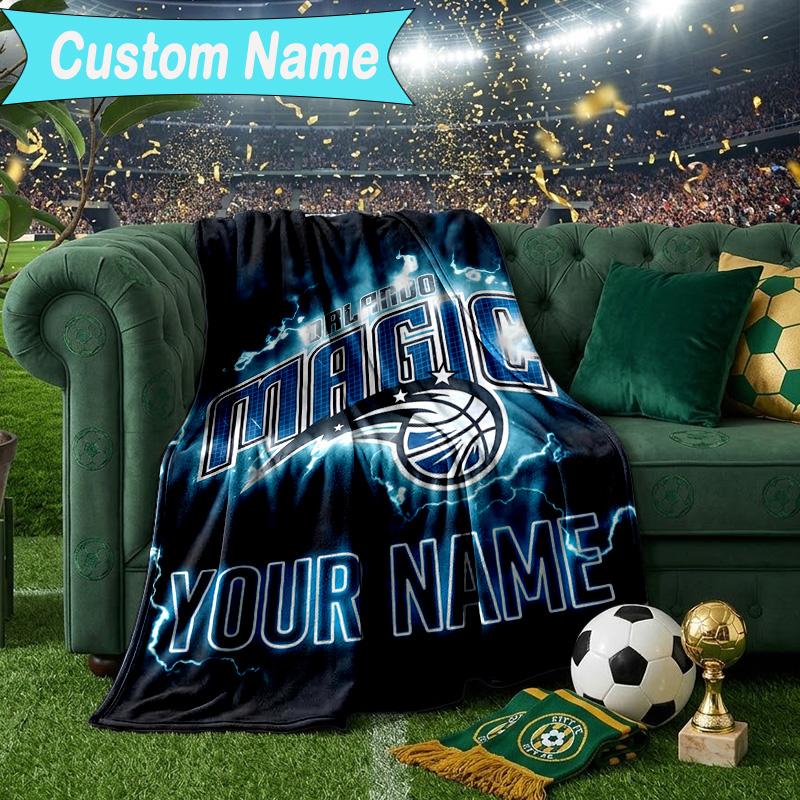 Custom Name Blanket Orlando Basketball Team Blanket Bedding Blanket for Travel, Camping, Living Rooms, Offices, Sofas, Fan Christmas Gift