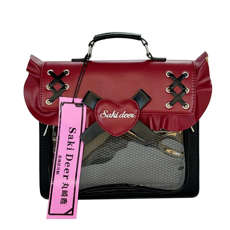 

Japanese Style Fashion Sweet Lolita Girls JK Uniform Small Handbag Satchel Ruffled Pin Display Ita Crossbody Bag Anime Itabag чёрный